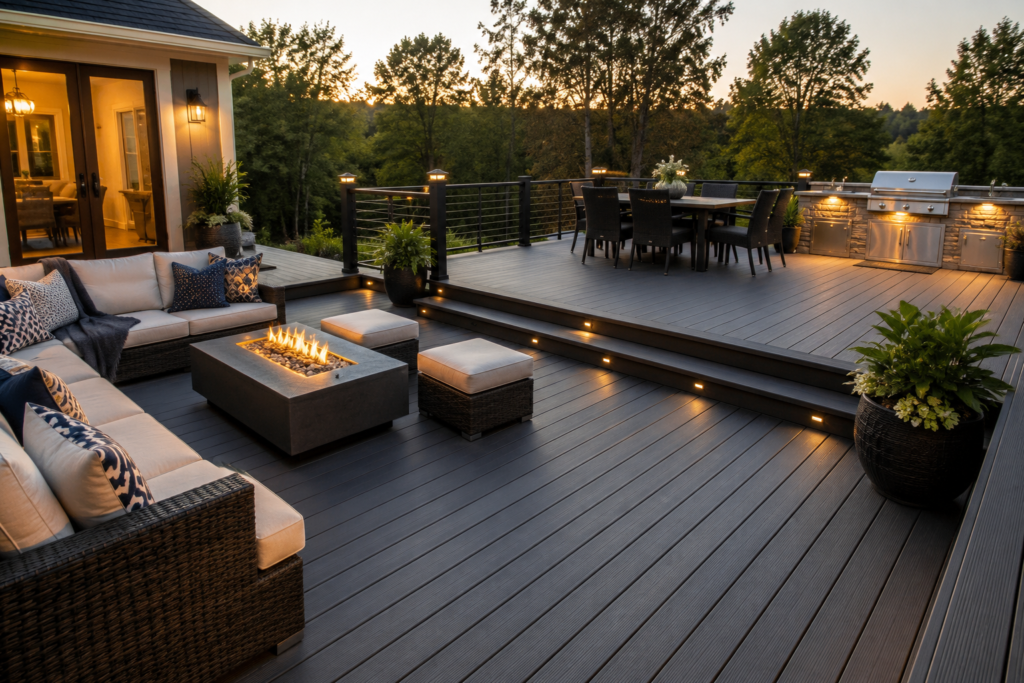 custom composite deck built by Cousins Garden Design in Cherry Hill NJ