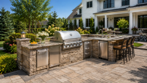 custom outdoor kitchen with built-in grill in Cherry Hill NJ